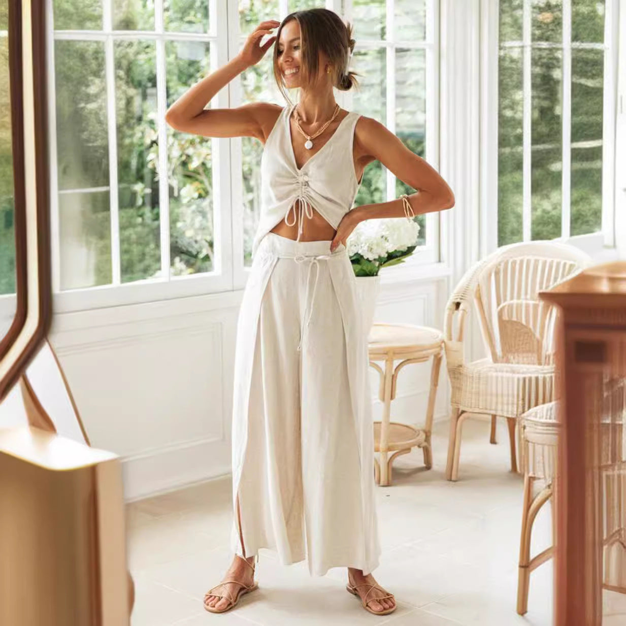 Abito Pantalone E Top Con Coulisse