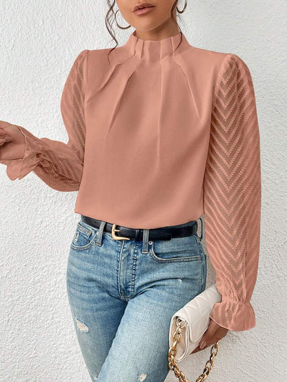 Camicia Collo alto Maniche Trasparenti