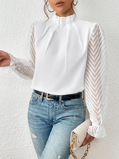 Camicia Collo alto Maniche Trasparenti