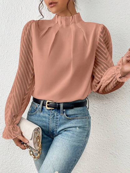 Camicia Collo alto Maniche Trasparenti