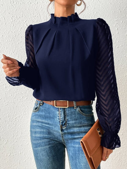 Camicia Collo alto Maniche Trasparenti