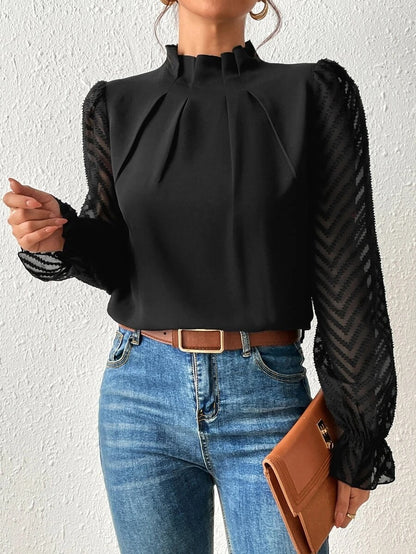 Camicia Collo alto Maniche Trasparenti